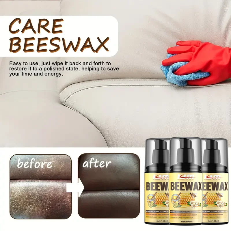 Premium 3.38 oz beeswax for faux leather and furniture - versatile maintenance and polishing wax for wood and faux leather care