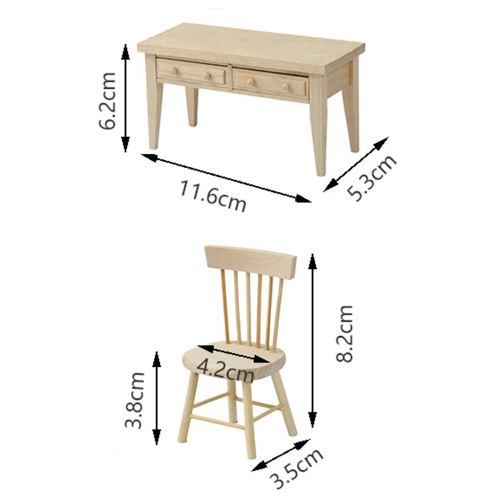 Mini muebles para casa de muñecas 1:12, juego de mesa y sillas, decoración de escena, accesorios para juego de imitación
