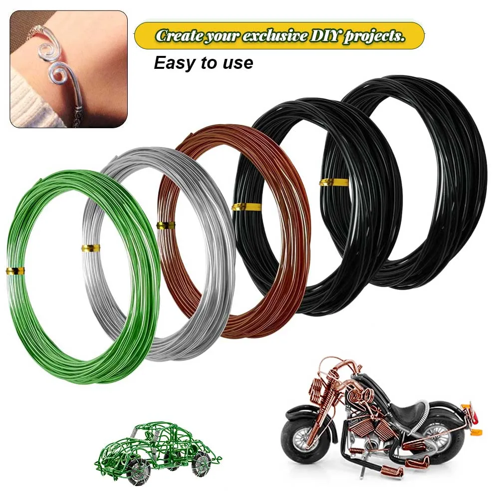 1-2.5mm Aluminum Jewelry Craft Wire 3-10 Meter Rolls Flexible Metal Wire for DIY, Beading, and Model Making