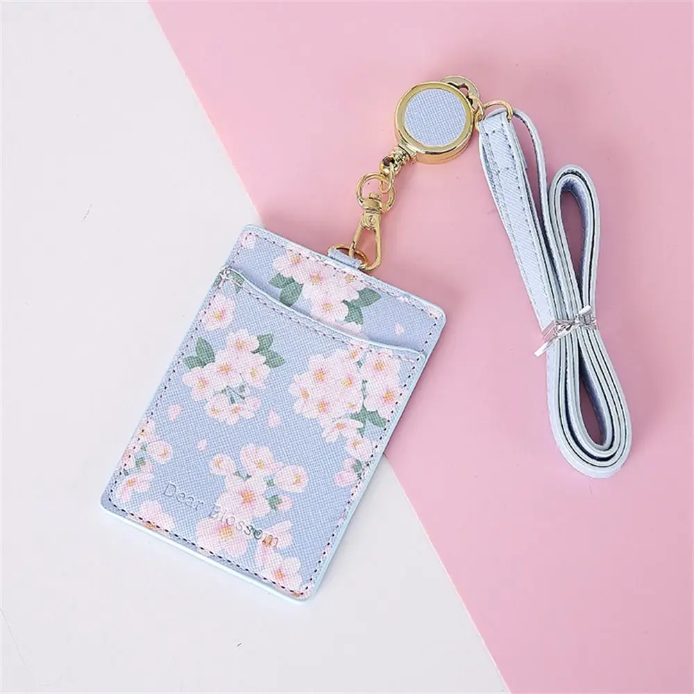 

Portable Office Supplies Student Sakura Pass Card Keyrings Business Card Bus Card Cover Lanyard Card Holder ID Card Holder