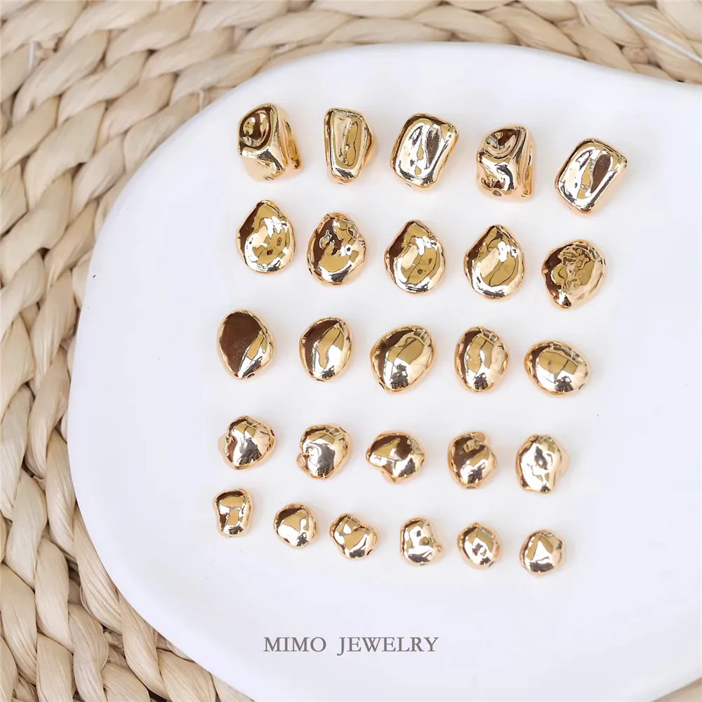 

Copper Plated with Real Gold Irregular Texture Smooth Surface Solid Beads Loose Beads String Beads DIY Handcrafted Accessories