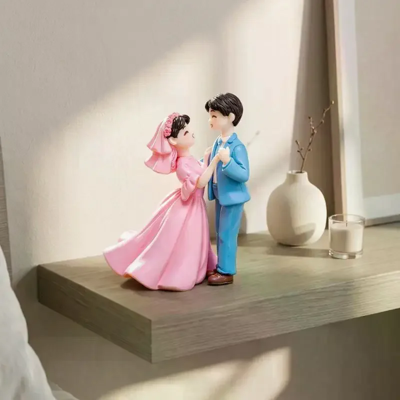 2Pcs Kawaii Couple Lovers Figurine Tiny Decorative Ornament for Fairy Garden Dollhouse Home Gift Decor
