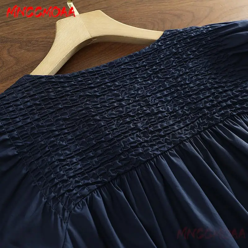 MNCCMOAA-Vestido acampanado con cuello en V para mujer, vestidos sueltos informales, verano, nuevo, 2024