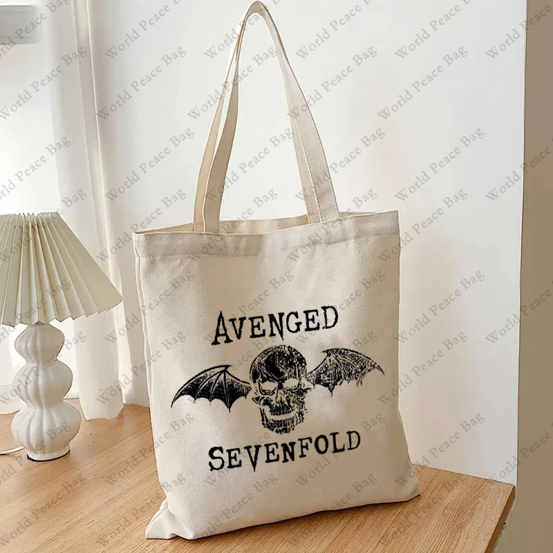 1pc Avenged Sevenfold Cyborg Bat Rock Music Band Tank pattern Tote Bag  Canvas Shoulder Bag For Travel Daily Commute Women\'s Reu