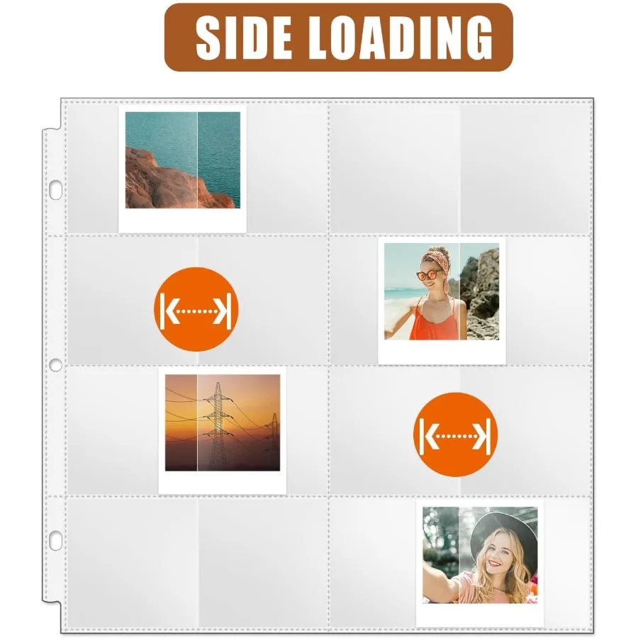 3x3 صور الأكمام 16 جيب سجل القصاصات إعادة ملء صفحات حماة الصفحة تناسب 12x12 3 حلقة ألبوم الموثق 25 حزمة
