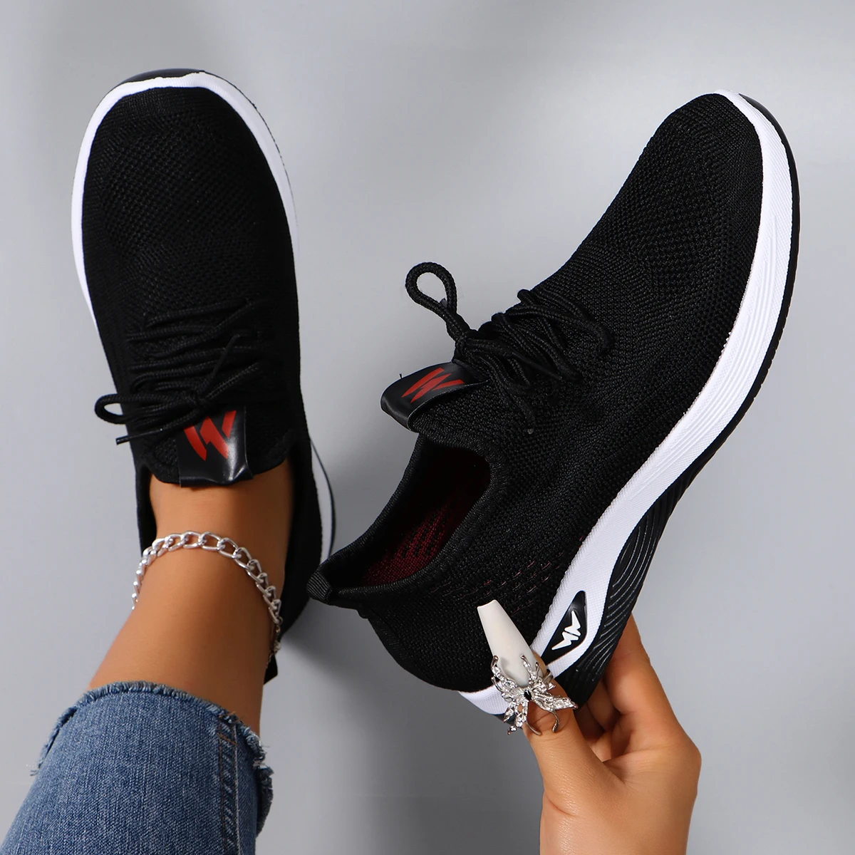 Frühling neue Damen Sportschuhe, modische, atmungsaktive, leichte, rutsch feste, verschleiß feste, lässige Sportschuhe, flache Schuhe