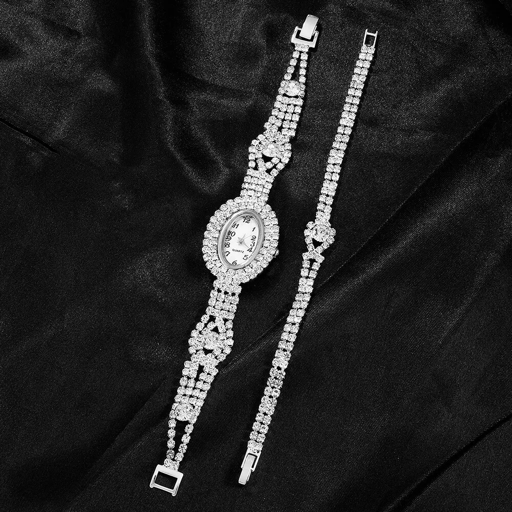 Watches Set Luxury Rhinestone Women Fashion Elegant Wristwatch Female Quartz Watch For Girl Ladies Clock Relogio Feminino