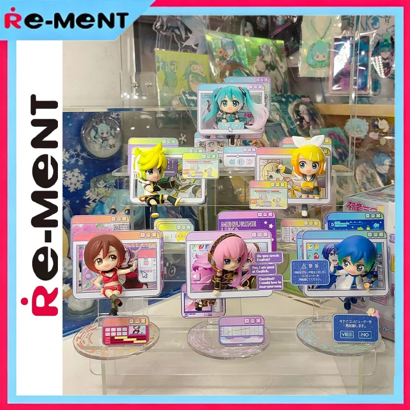 

Rement Genuine Hatsune Miku Series WINDOW FIGURE Collection Blind Box Pc Monitor Pop Up Figure Megurine Luka Original Gift