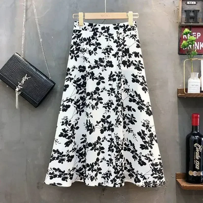 

2021, шикарная юбка Prairie, женская модная базовая шифоновая юбка трапециевидной формы с цветочным принтом, корейские свободные тонкие повседневные юбки с высокой талией