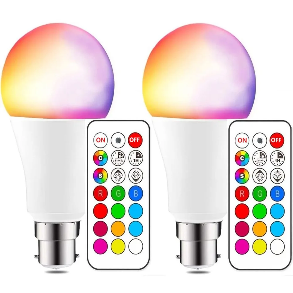 Светодиодная RGB-лампа B22 с пультом дистанционного управления, 12 цветов, байонетное крепление, для дома, вечеринок, баров, сцен.