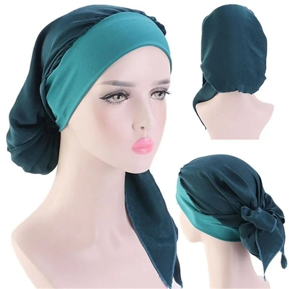 Women Elastic Printed Headwear Cancer Head Scarf Muslim Turban Hair Loss Hat Chemo Pirate Cap