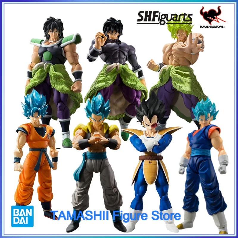 Original Bandai SHFiguarts Gokou Gogeta  Broly Super Saiyan Dragon Ball Z Action Figure PVC Boxed Toys Gift Collectible Model