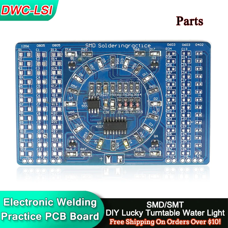 03 Lucky Turntable SMD/SMT Components Soldering Practice Board Electronic Project Kits DIY Soldering Skill Practice Board LED