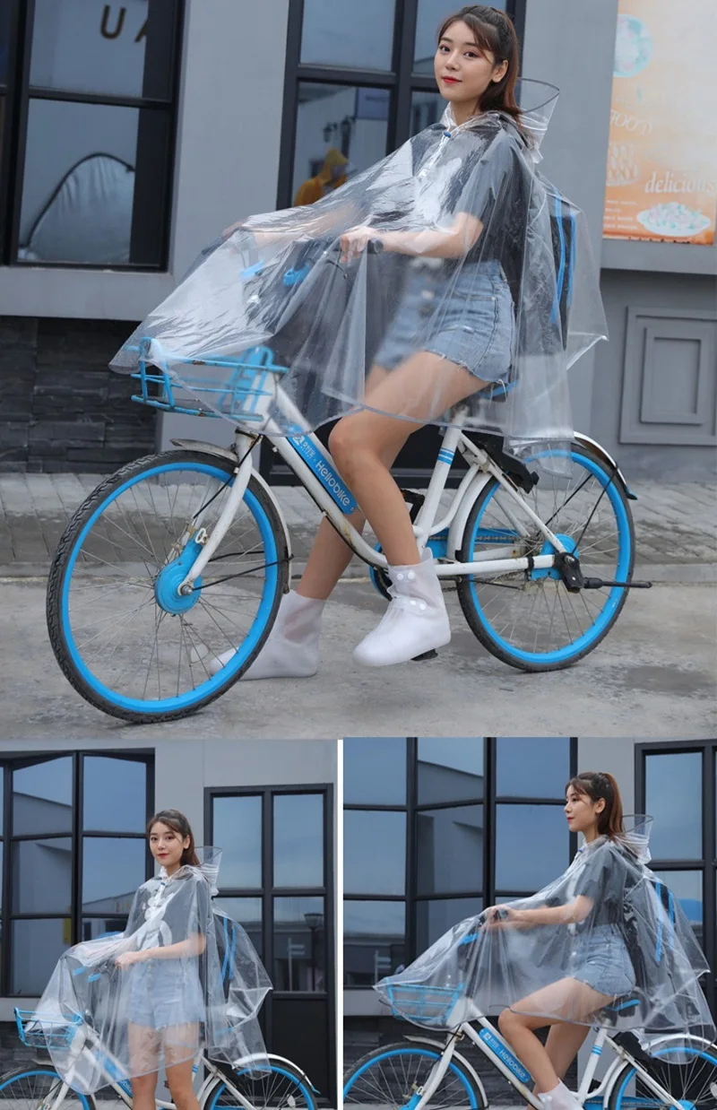 EVA Raincoat For Bicycle Cycling Poncho Bagpack Design Adult Rainwear Transparent Reflective Strip Wind-resistant Raincoat