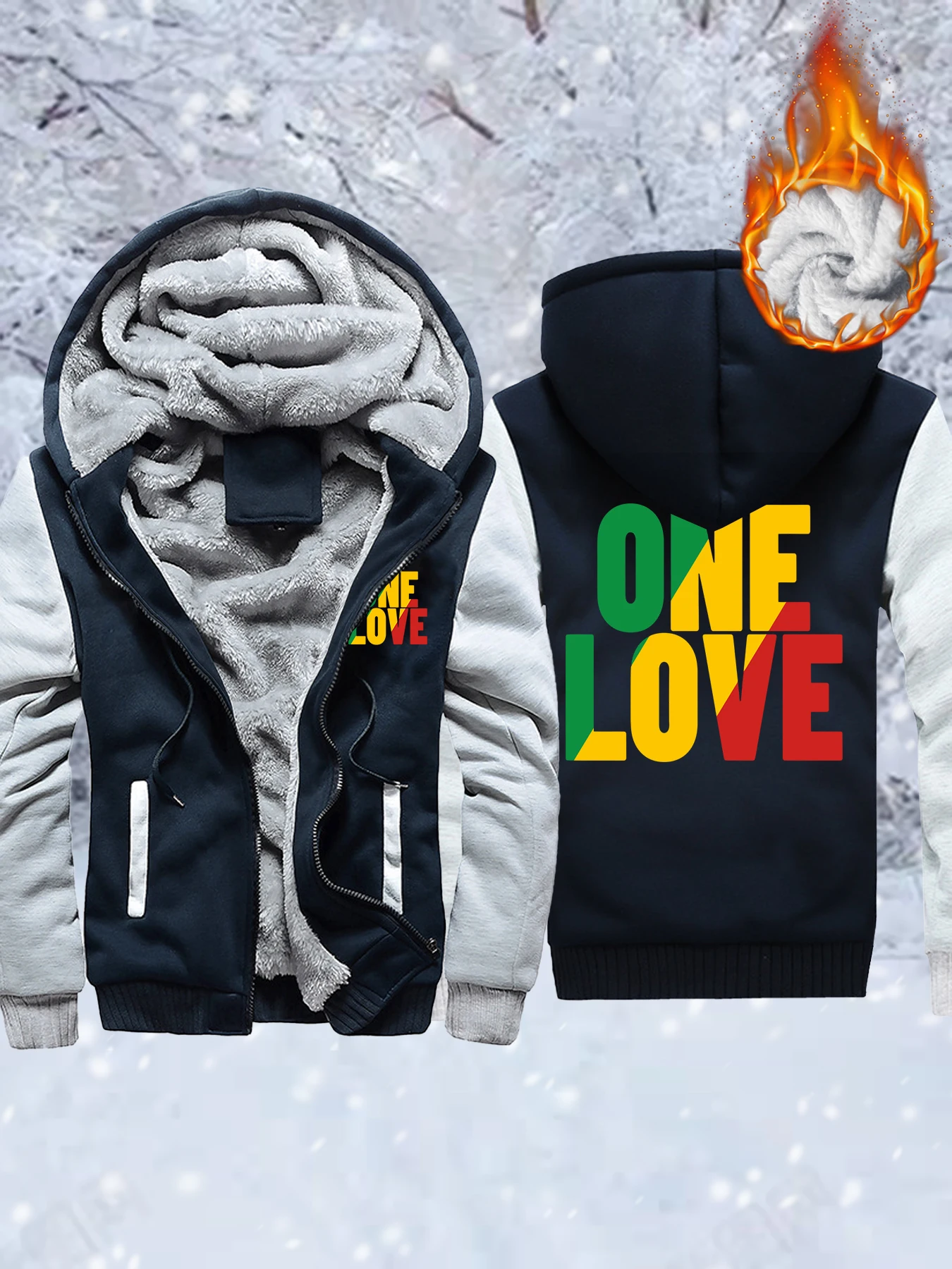 

Утепленные пальто с креативным принтом One Love Letter, повседневная одежда больших размеров, флисовые мужские куртки на молнии, универсальная зимняя уличная одежда