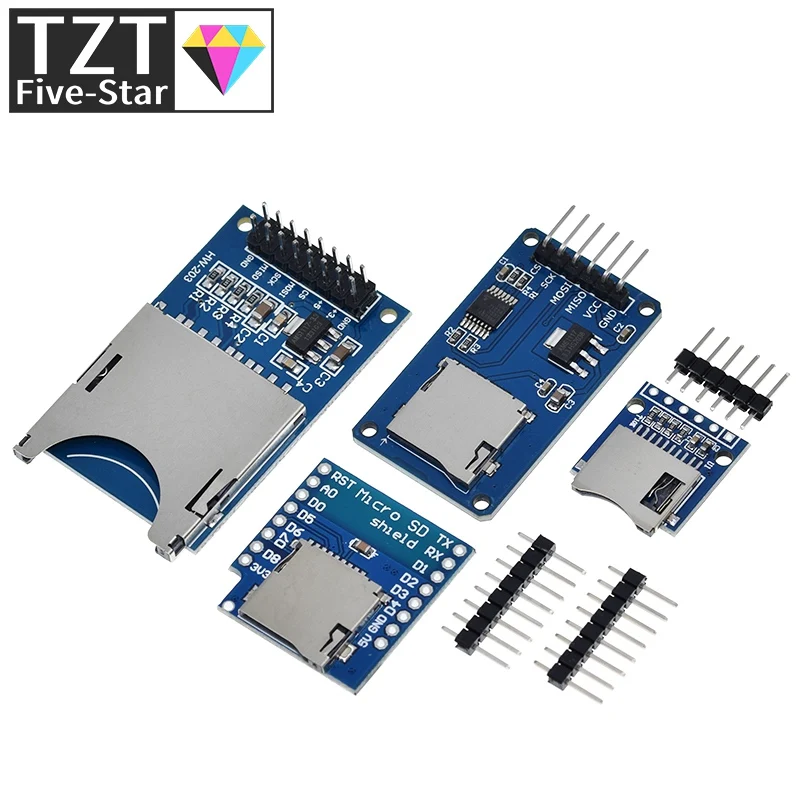 D1 Mini TF Card Module Micro SD Storage Expansion Board Mini Micro SD TF Card Memory Shield Module With Pins for Arduino ARM AVR