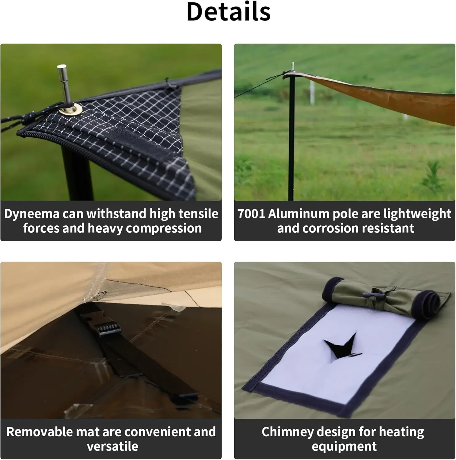 خيمة جرس سداسية تتسع لـ 4-6 أشخاص من Tenplay، خيمة تخييم من القماش القطني مع مقبس موقد مقاوم للماء بباب مزدوج خيمة خارجية للتخييم