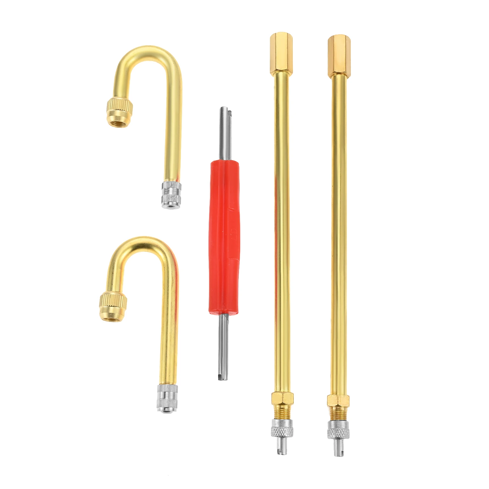 4Pcs Metal Valve Stem Extension 2 180° Elbows & 2 Straight Heads 7