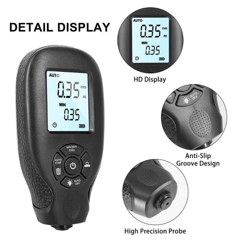 

Paint Coating Thickness Gauge Digital Mil Thickness Meter with Backlight LCD Display Car Automotive A07 22