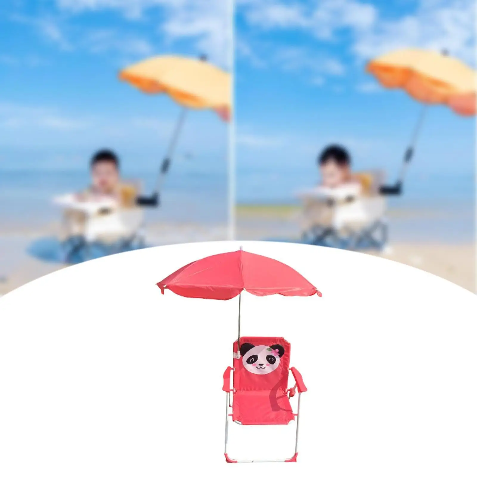 Beach Chair Camping Chair with Umbrella Backrest Foldable Sturdy Steel Frame Outdoor Seating for Picnics Boys Girls Children