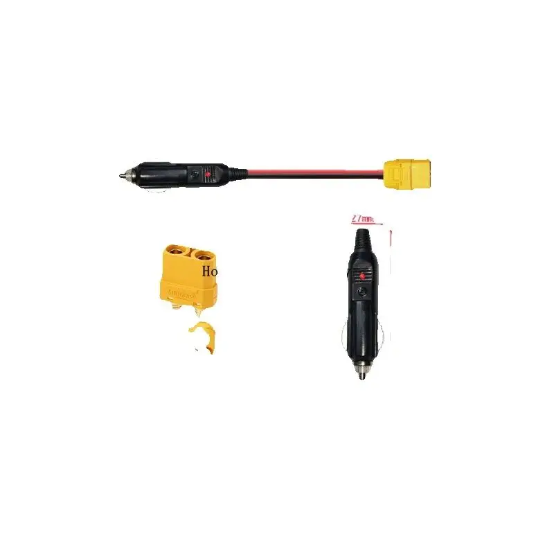 Car Cigarette Lighter Male Plug To XT60 Female Compatible 12V 24V 20A Charging Cable Portable Outdoor Battery Connector