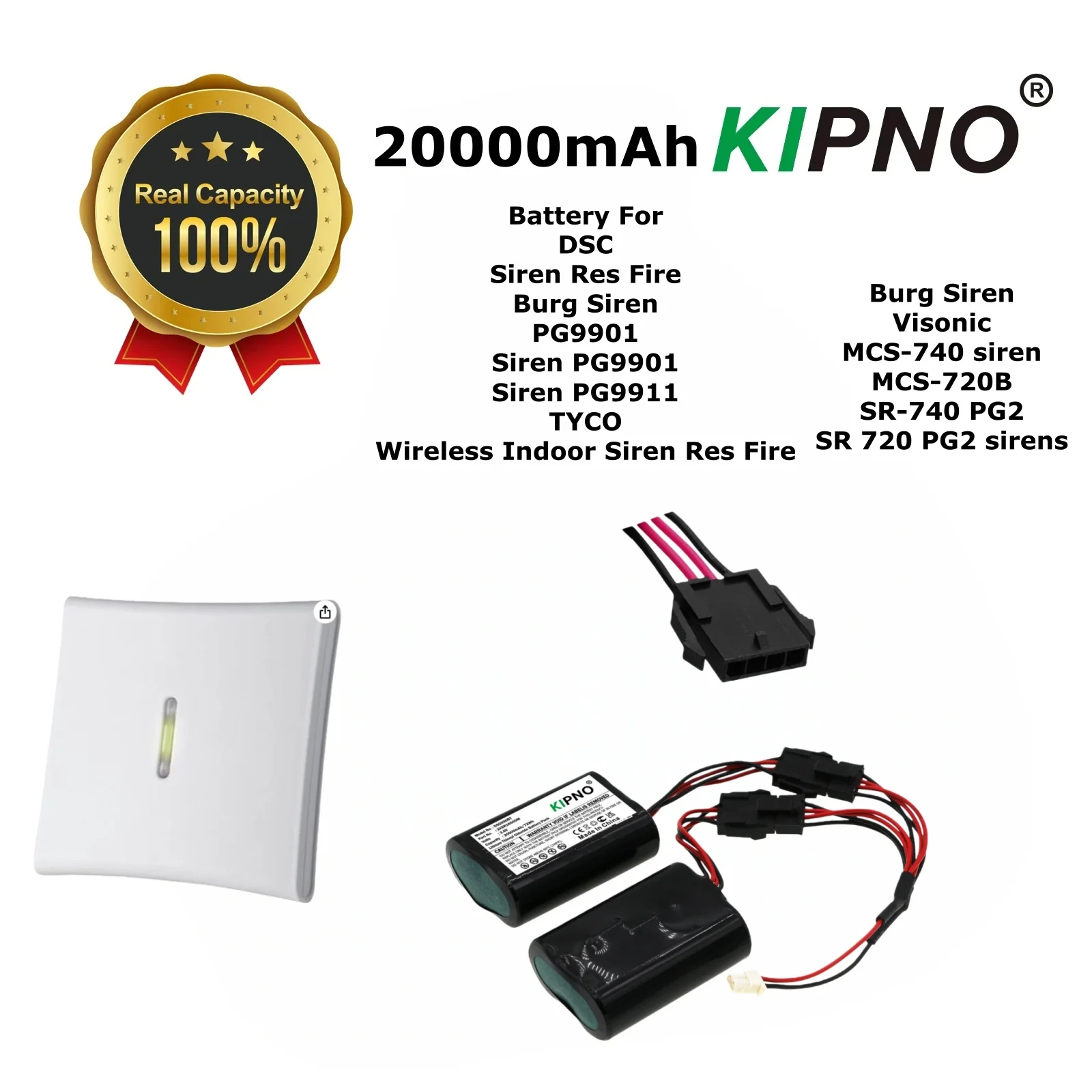 20000mAh Alarm System Battery for Visonic MCS-720B, MCS-740 Siren, SR-740 PG2, For TYCO Burg Siren, PG9901, Indoor Siren Res Fir
