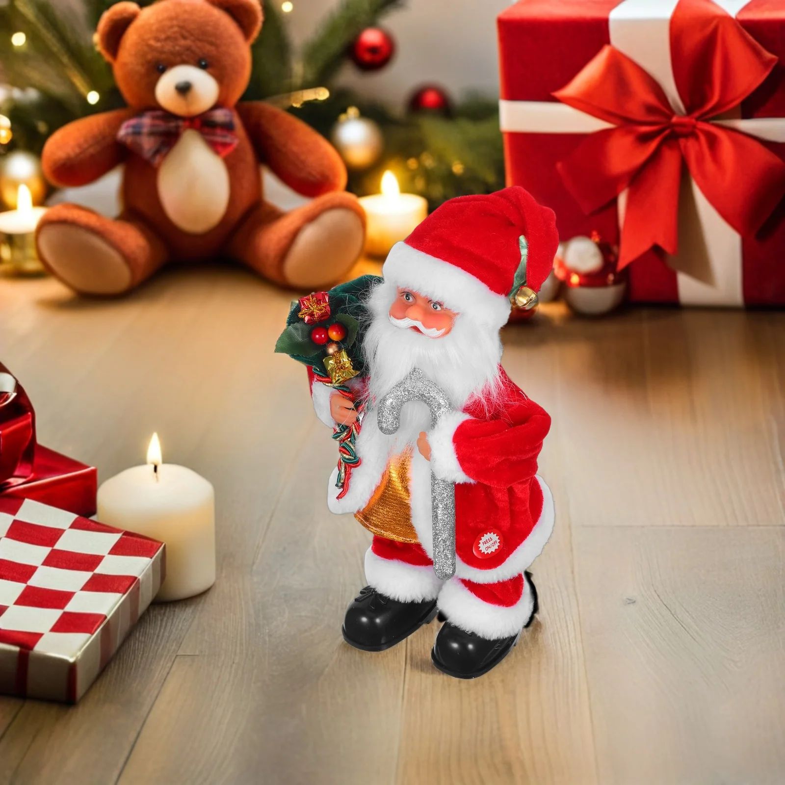 ซานต้าไฟฟ้าพร้อมดนตรี ของตกแต่งคริสต์มาสสุดน่ารัก ของขวัญปาร์ตี้คริสต์มาส ของตกแต่งบ้านช่วงเทศกาล ความบันเทิงสุดสนุกในวันหยุด