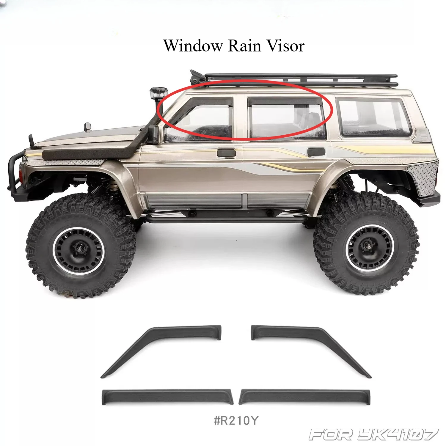 RC Crawler Simulation Window Rain Visor Custom Size Upgrade Parts for 1/10 YK4107 RC Car Body Shell Exterior Decor Accessories