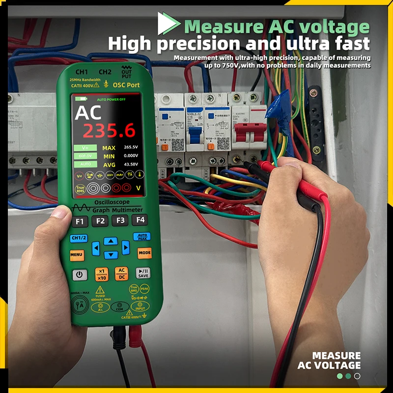 O7 3in1 Multimeter Oscilloscope Signal Source 25Mhz Bandwidth 250MSa/s Sampling Rate Current Capacitance Resistance Diode Tester