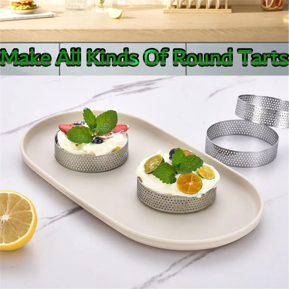 PROFESSIONAL USE 12Pack Tart Rings 3.15 Inch Round Mousse Cake Ring Metal Pastry Mold for Baking Cooking Pastries,Fruit Tartet,C