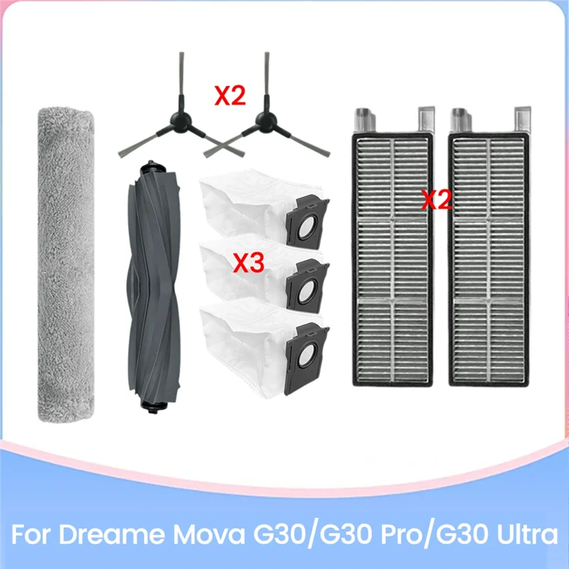 ل Dreame Mova G30/G30 Pro/G30 الترا مكنسة كهربائية استبدال أجزاء فرشاة فلتر Hepa كيس لجميع الغبار مجنزرة ممسحة القماش