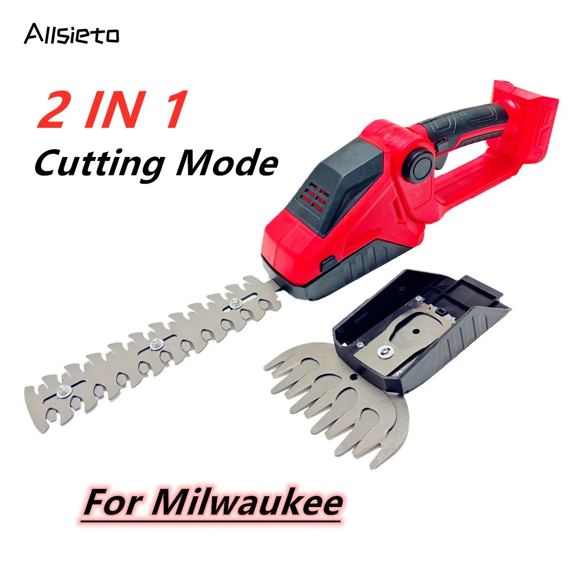 

Cordless Hedge Trimmer 2-in-1 Handheld Electric Shrub Trimmer Grass Shears Garden Tool For Milwaukee 18V Battery