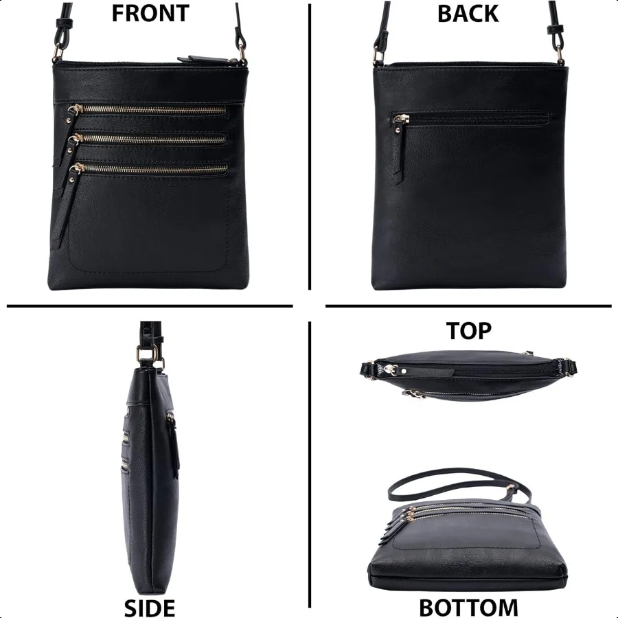 Solene Crossbody Bag Functional Multi Pocket Menger Purse Top Zip Closure Shoulder Handbag With Adjustable Strap