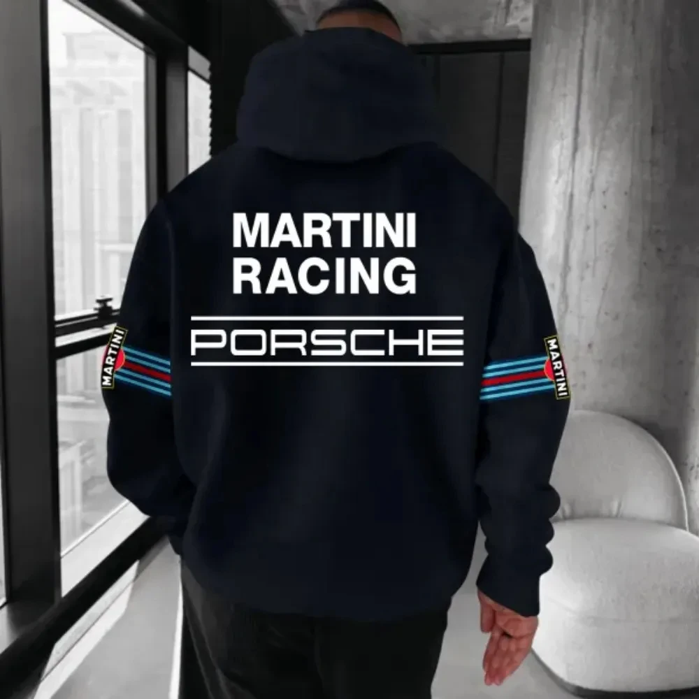 อเมริกัน Hip-Hop สไตล์ Hooded Sweatshirt 3D พิมพ์ PORSCHE MARTINI RACING ผู้ใหญ่สบายหลวมเสื้อกันหนาวผู้ชายผู้หญิง TOP