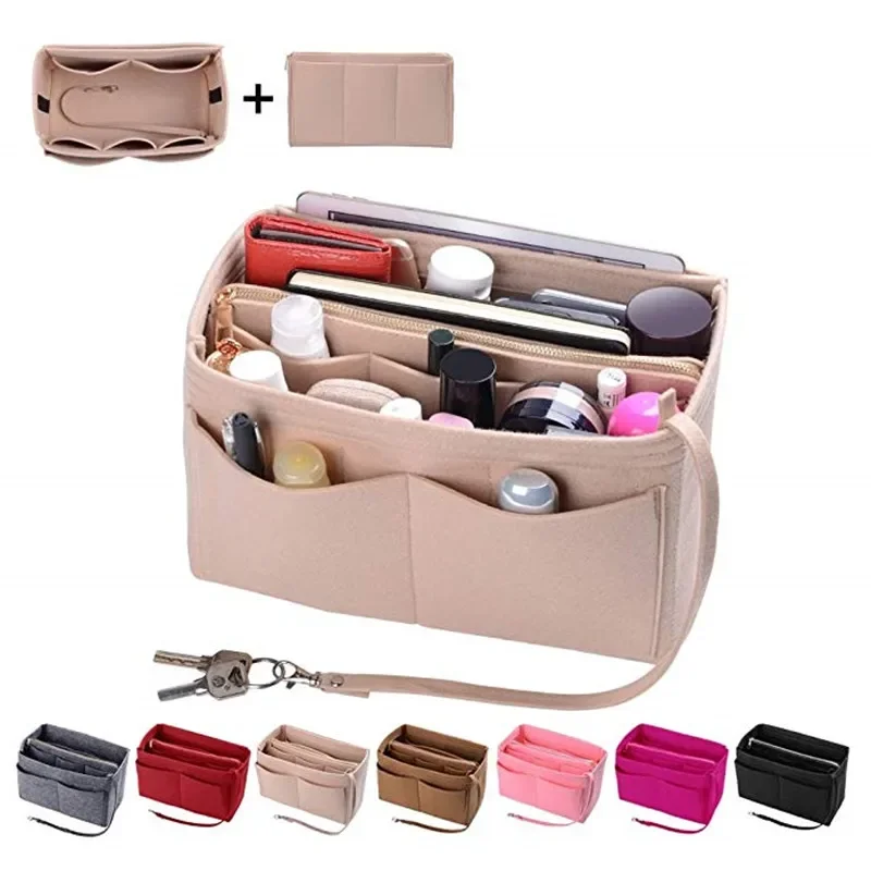 Purse Organizer Insert, Felt Bag organizer with zipper, Handbag & Tote Shaper, Fit LV Speedy, Neverfull, Tote