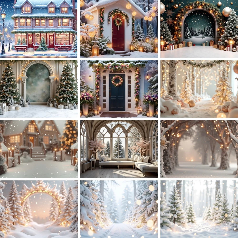 

MOON.QG Snow Christmas Backdrop Winter Wonderland Frozen Birthday Snowflake Photography Background Family Winter Forest Decor