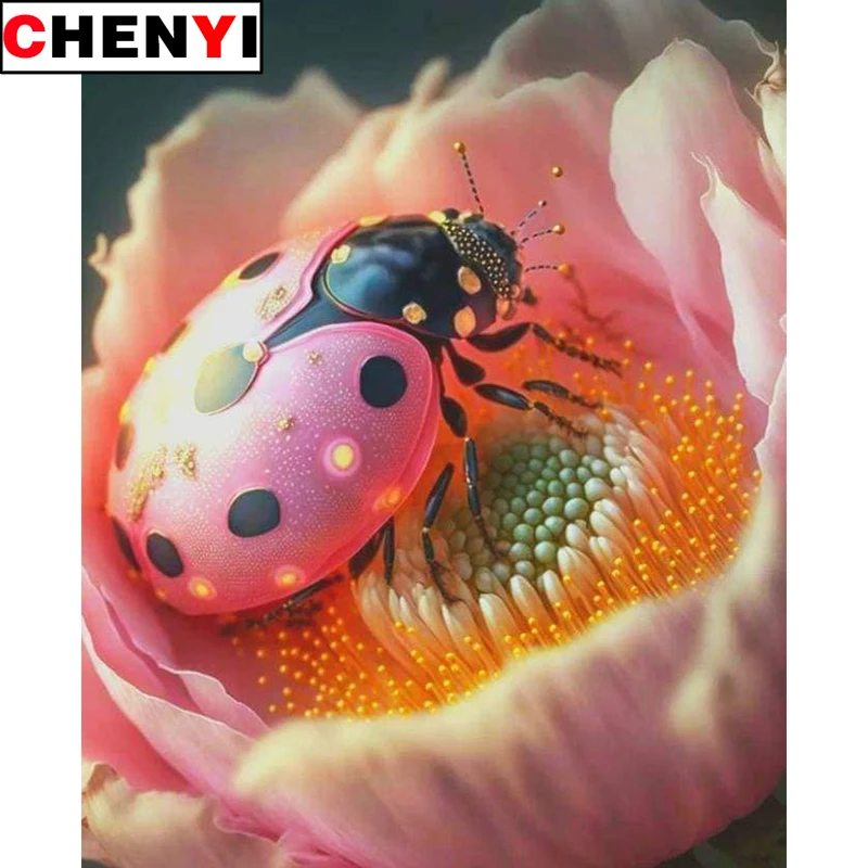 5D Diamond Painting Full Drill Square Flowers Picture Of Rhinestones Diamond Embroidery Ladybug Home Decoration Kids Gift