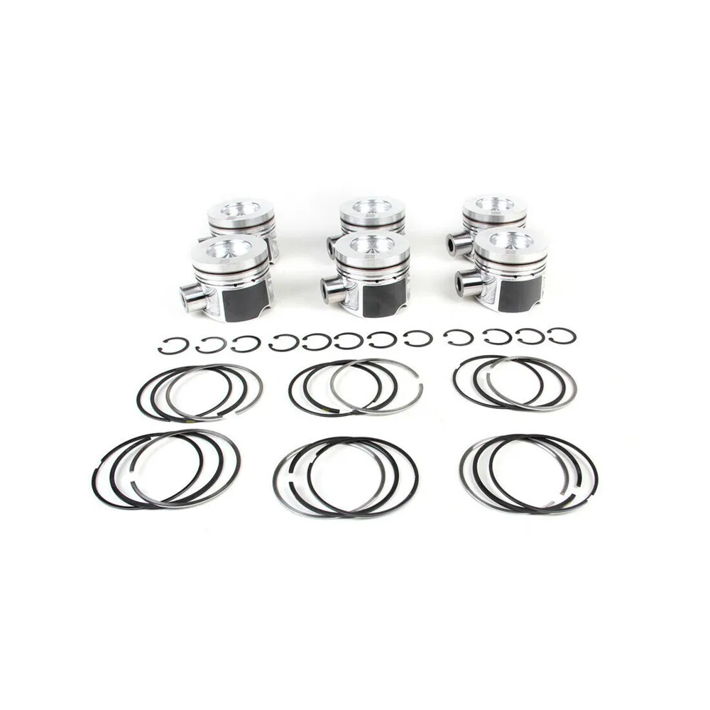 6pcs Pistons & Rings Set 83.01mm Φ30mm 059107065DF 059198151N For Audi A4 A5 A6 A7 A8 Q5 Q7 3.0 VW Touareg Phaeton TDI Diesel