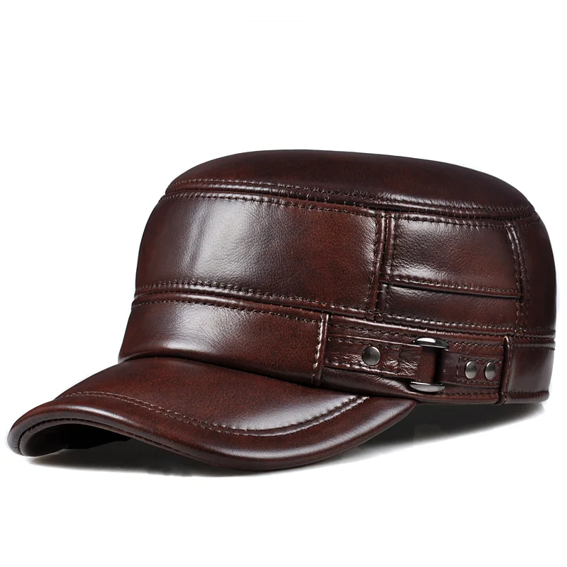 men\'s real leather baseball cap hat fashion new style soft leather beret belt trucker caps Crocodile Grain