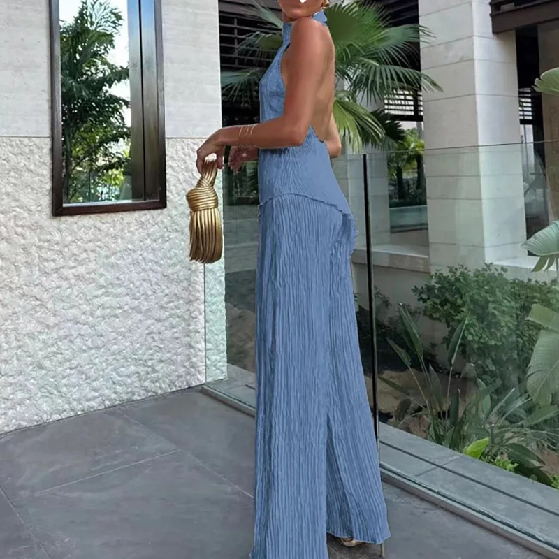 سيدة أنيقة الرسن أكمام بلوزات وسراويل مجموعة مكتب أزياء عارية الذراعين سليم صالح البدلة عارضة الصيف شارع العليا بلون الزي #4