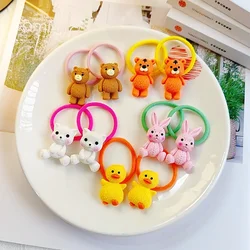 2PCS Cartoon Cute Bear Duck Kids Elastic Hair Bands Children Hair Ties Girls Hair Accessories Baby Headdress