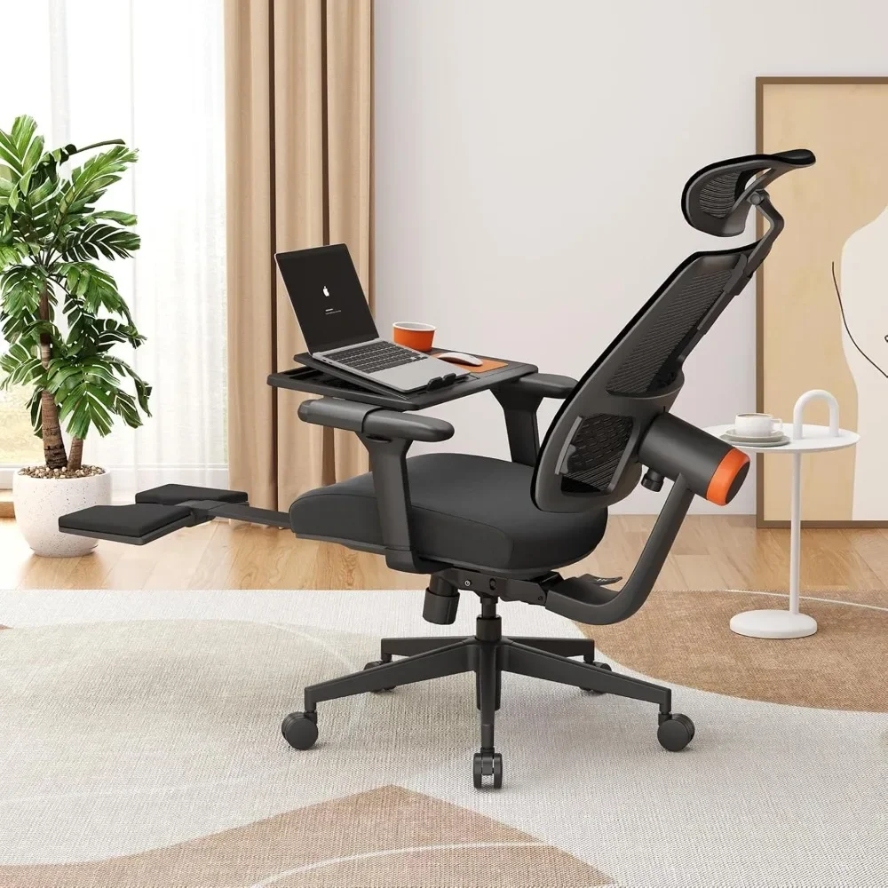 Office Chair Ergonomic & Laptop Table - High Back Desk Chair with Footrest, Auto-Following Lumbar Support, 4D Armrest