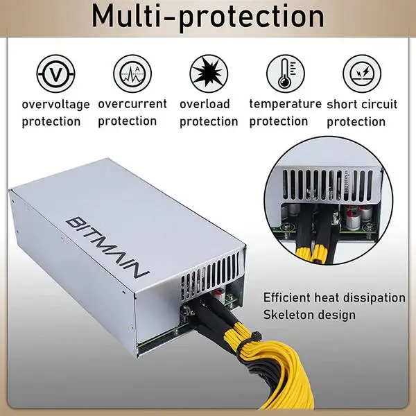 Fuente de alimentación APW7 de 1800W para minería, PSU para Bitmain Antminer S9/L3 +/A6/A7/R4/S7/E9 con 10X conectores PCI-E de 6 pines