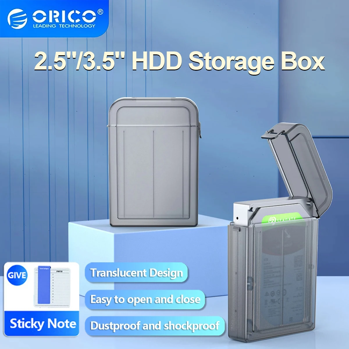 ORICO casing penyimpanan Multi-disk 2.5 "3.5" HDD kotak pelindung HDD 2.5/3.5 "untuk Hard Drive dengan label desain tahan lembap