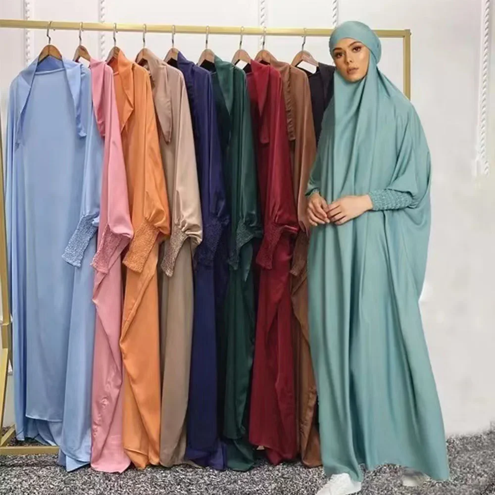 

10 Colors Ramadan Muslim Robe One Piece Cinch Sleeve Prayer Hijab Dress Jilbab Women Hooded Abaya Niqab Islam Dubai Plain Robe