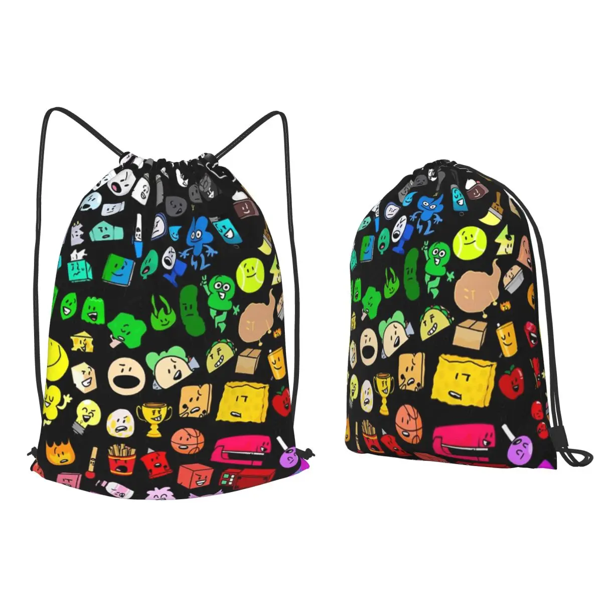 BFDI Inanimate Insanity All Characters Backpacks Casual Drawstring Bags Storage Bag Book Bags for Man Woman School