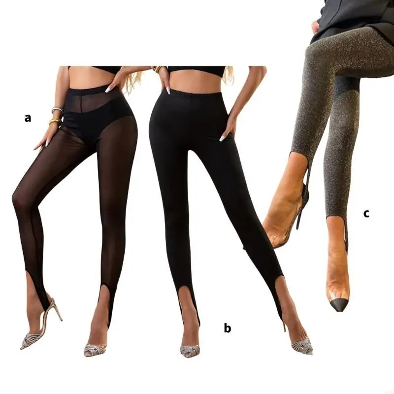 L5YC Footless Tights Sheer Pantyhose Tights Glitter Tights Thigh High Stockings Ballet Leggings for Womens