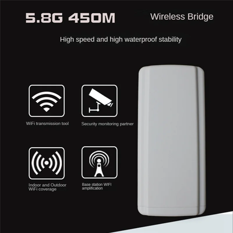 

2Pcs Wireless WiFi Bridge Outdoor CPE Router Wifi 5.8Ghz 450Mbps Repetidor Wifi Extender 2-3KM Long Range EU Plug