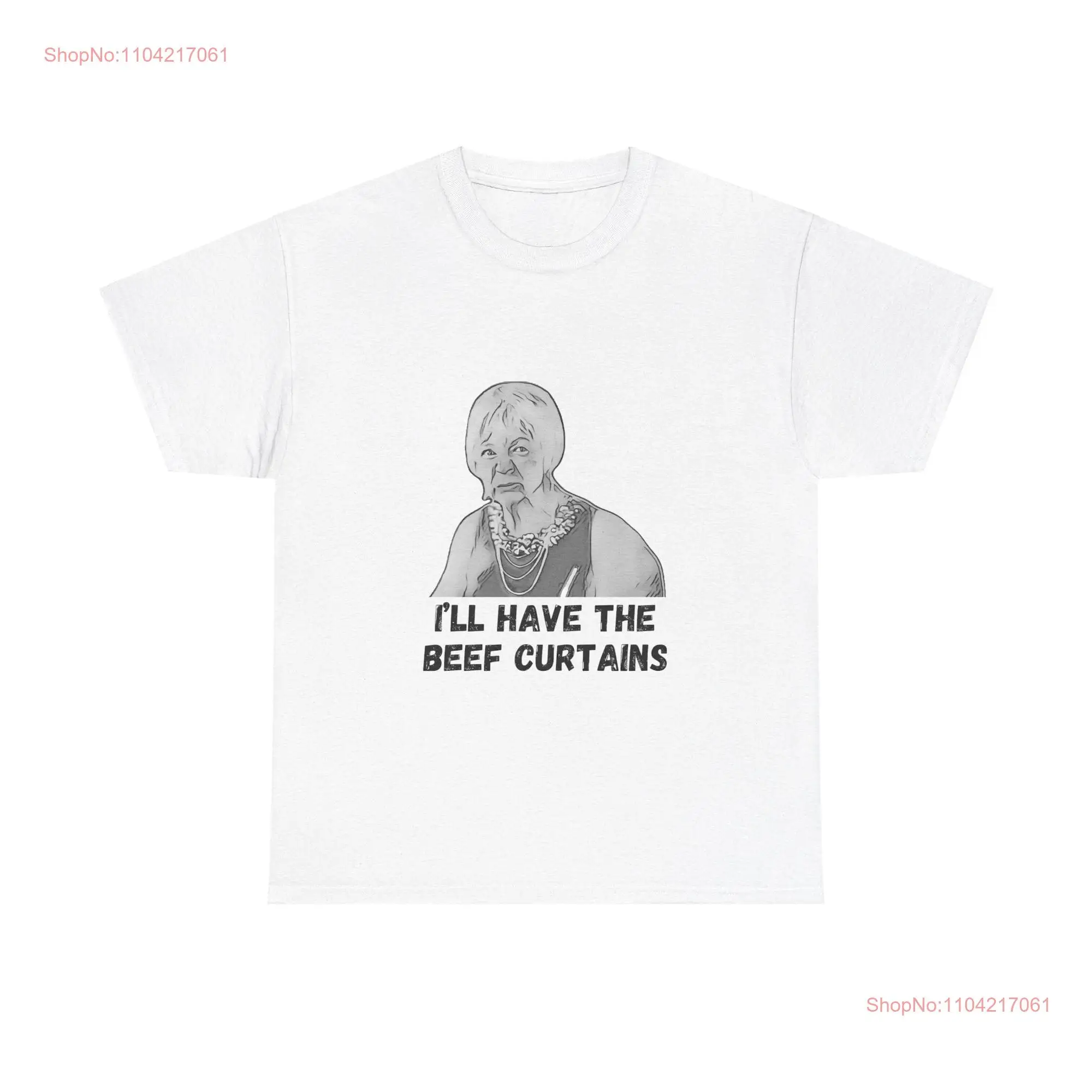 Madge Beef Curtains T Shirt long or short sleeves