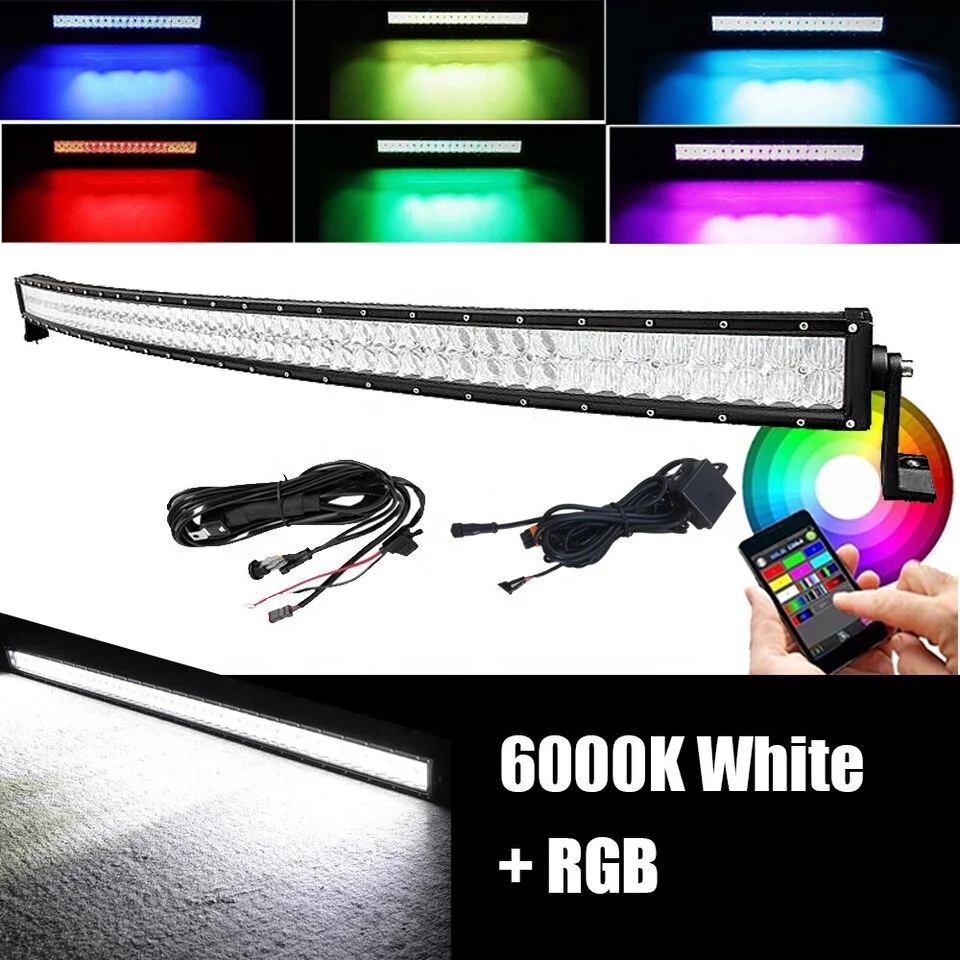 

52inch RGB Light Bar 300w Truck Roof Offroad 5D Curved Led Light Bar APP Control With Wire Harness